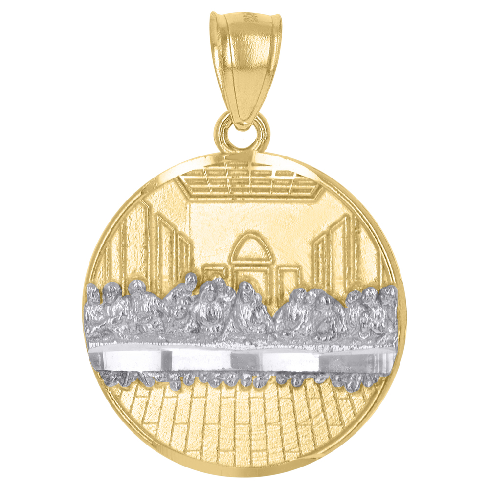 10kt 10k Two-Tone Gold Mens Last Supper Medallion Religious Charm Pendant